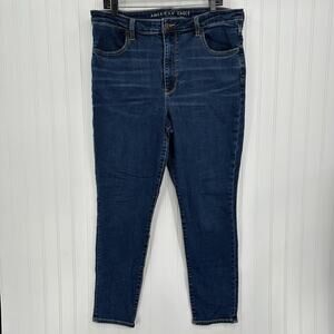 American Eagle Jeans Women 18 Super Hi Rise Jegging Blue Denim Dark Wash Comfort